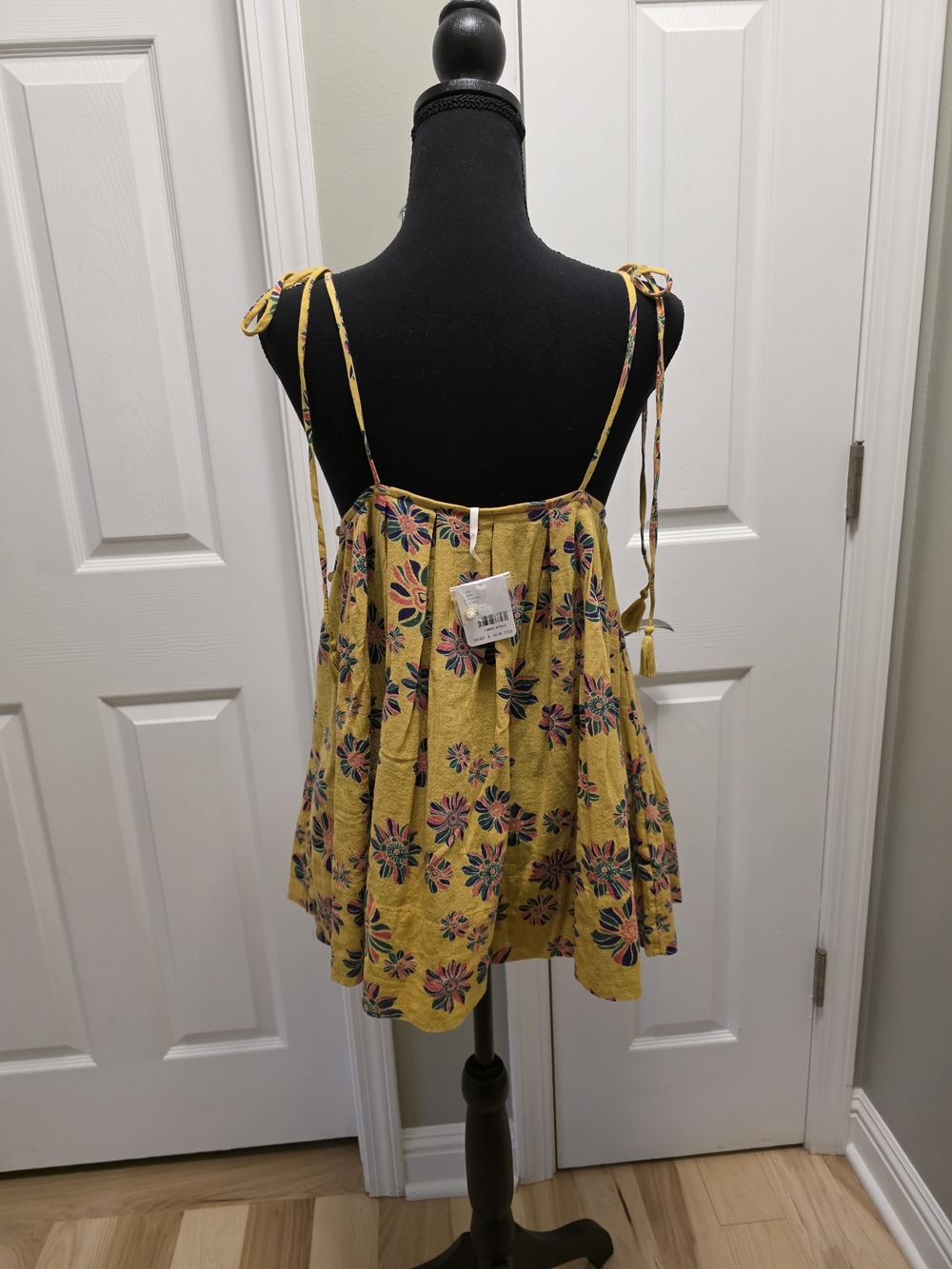 Free People Yellow Floral Tie-Shoulder Mini Dress - Picture 3 of 4